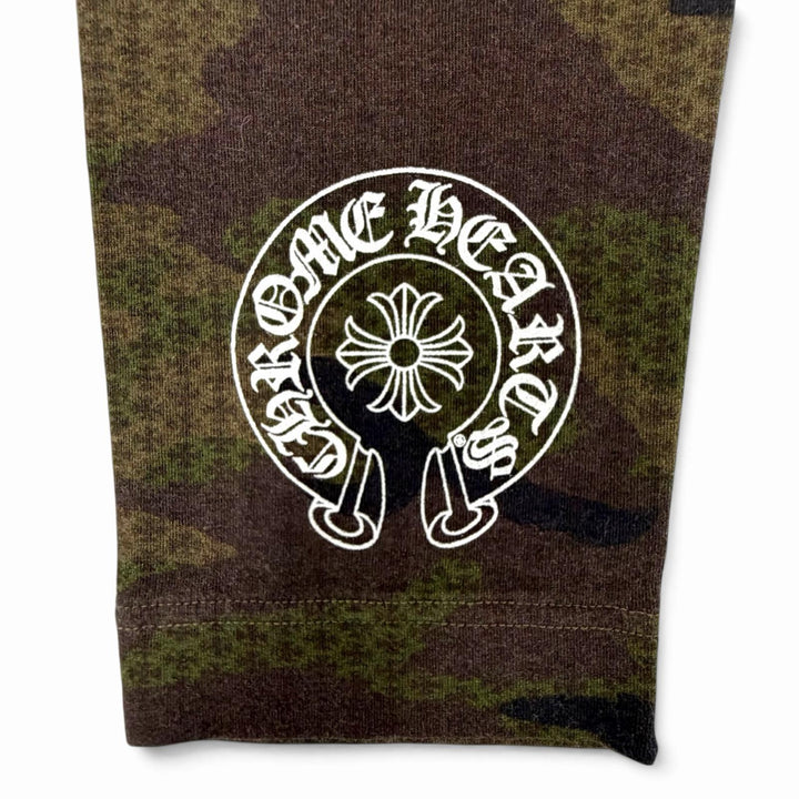 Excellent CHROME HEARTS Pants Camouflage print leggings with waist logo. Khaki L