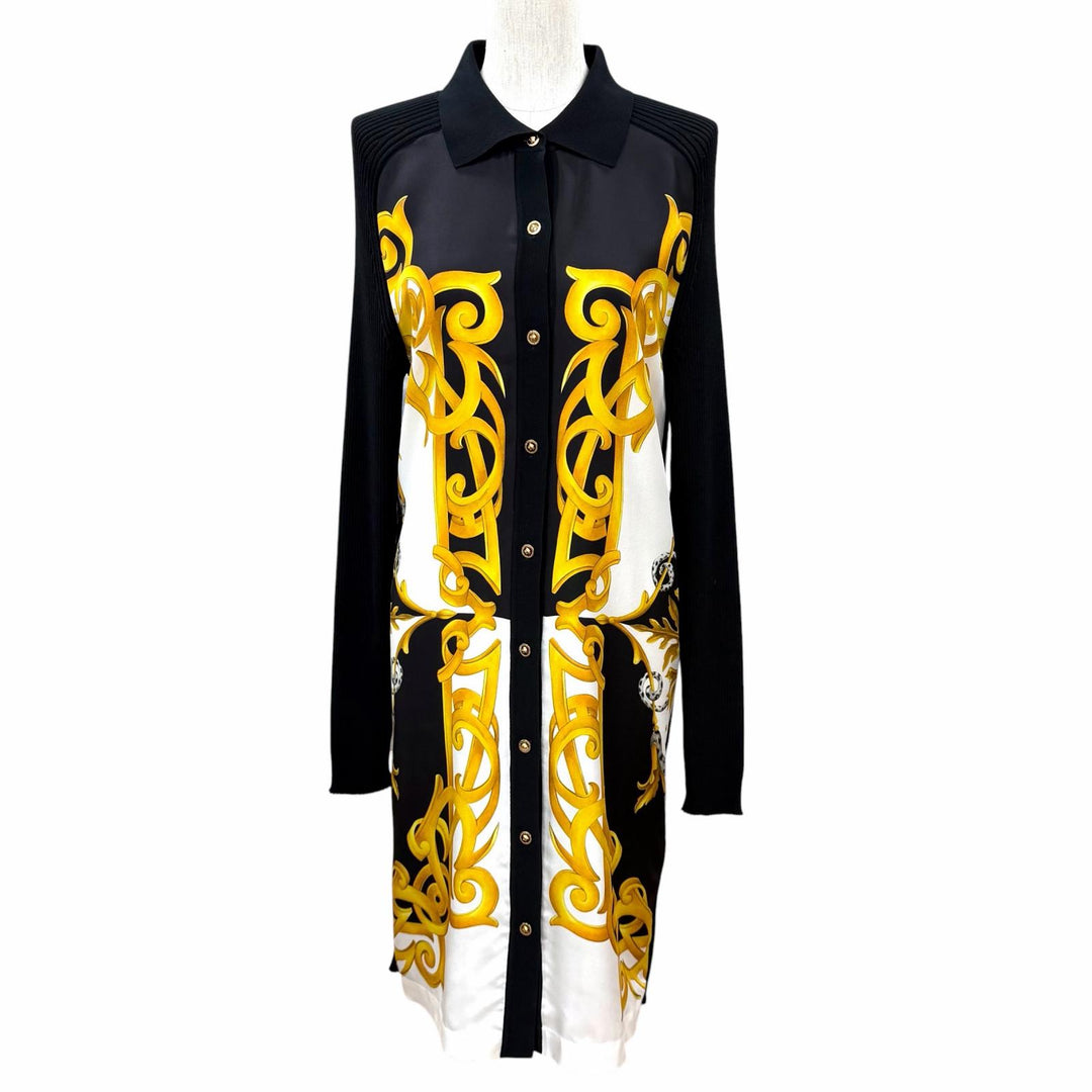 Pristine VERSACE one piece Medusa Button Baroque Knit Shirt silk IT 38