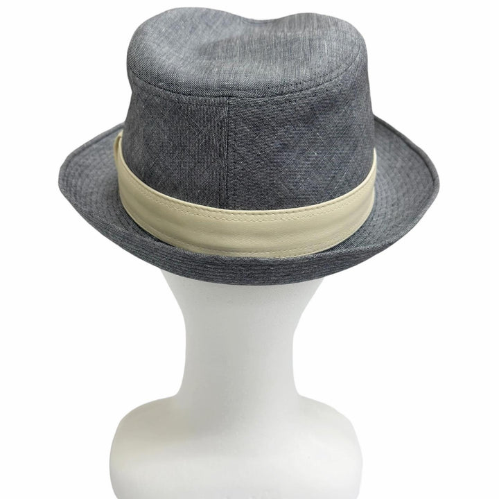 Excellent HERMES hat Fedora hat blue linen mens FR 60