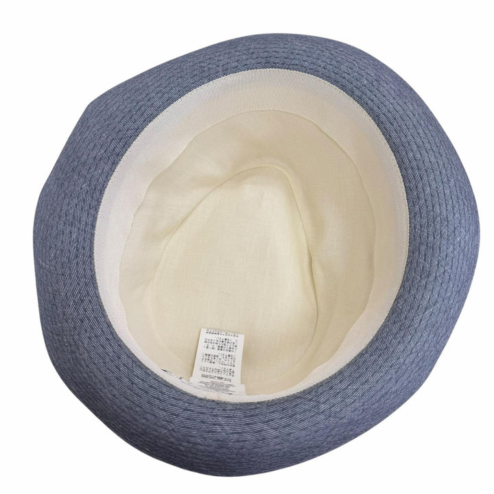 Excellent HERMES hat Fedora hat blue linen mens FR 60