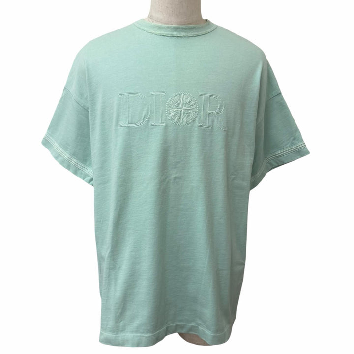 Great DIOR STONE ISLAND Short sleeve T-shirt logo embroidery Light green