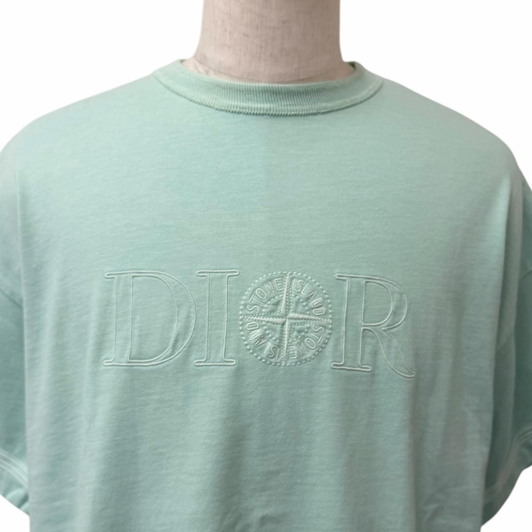 Great DIOR STONE ISLAND Short sleeve T-shirt logo embroidery Light green