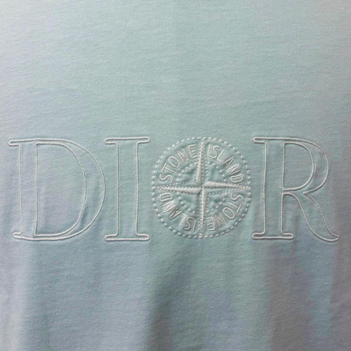 Great DIOR STONE ISLAND Short sleeve T-shirt logo embroidery Light green