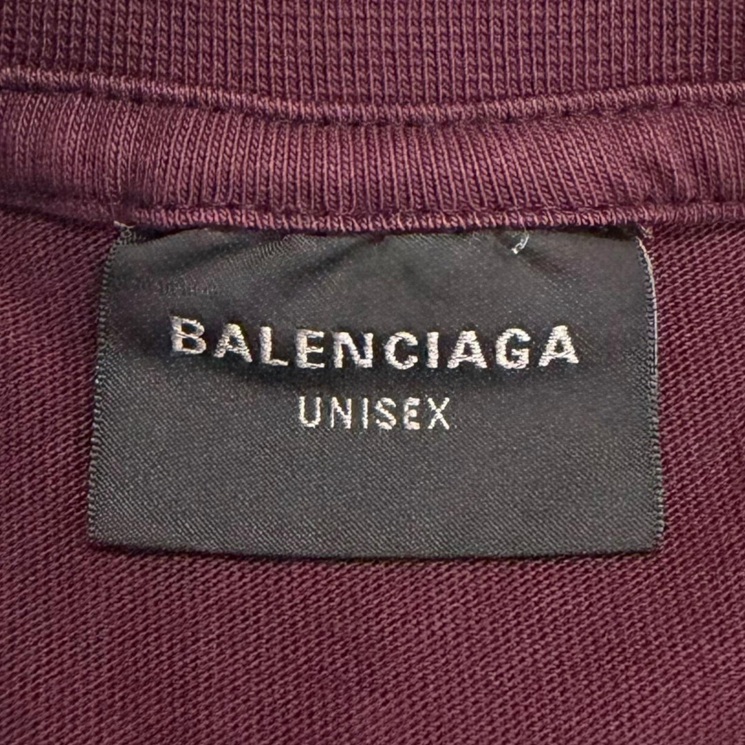 Excellent BALENCIAGA Short sleeve T-shirt Tape logo, distressed finish