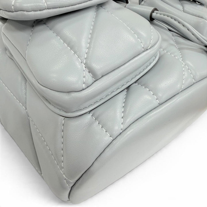 Pristine COACH Backpack Daypack Tabby Quilted Chain Shoulder Leather Blue gray