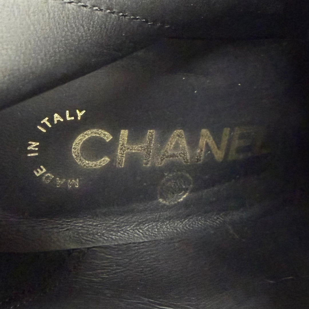 Great CHANEL Ankle boots COCO Mark Eco Pearl included black leather37 22A G39262