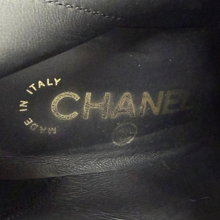 Great CHANEL Ankle boots COCO Mark Eco Pearl included black leather37 22A G39262