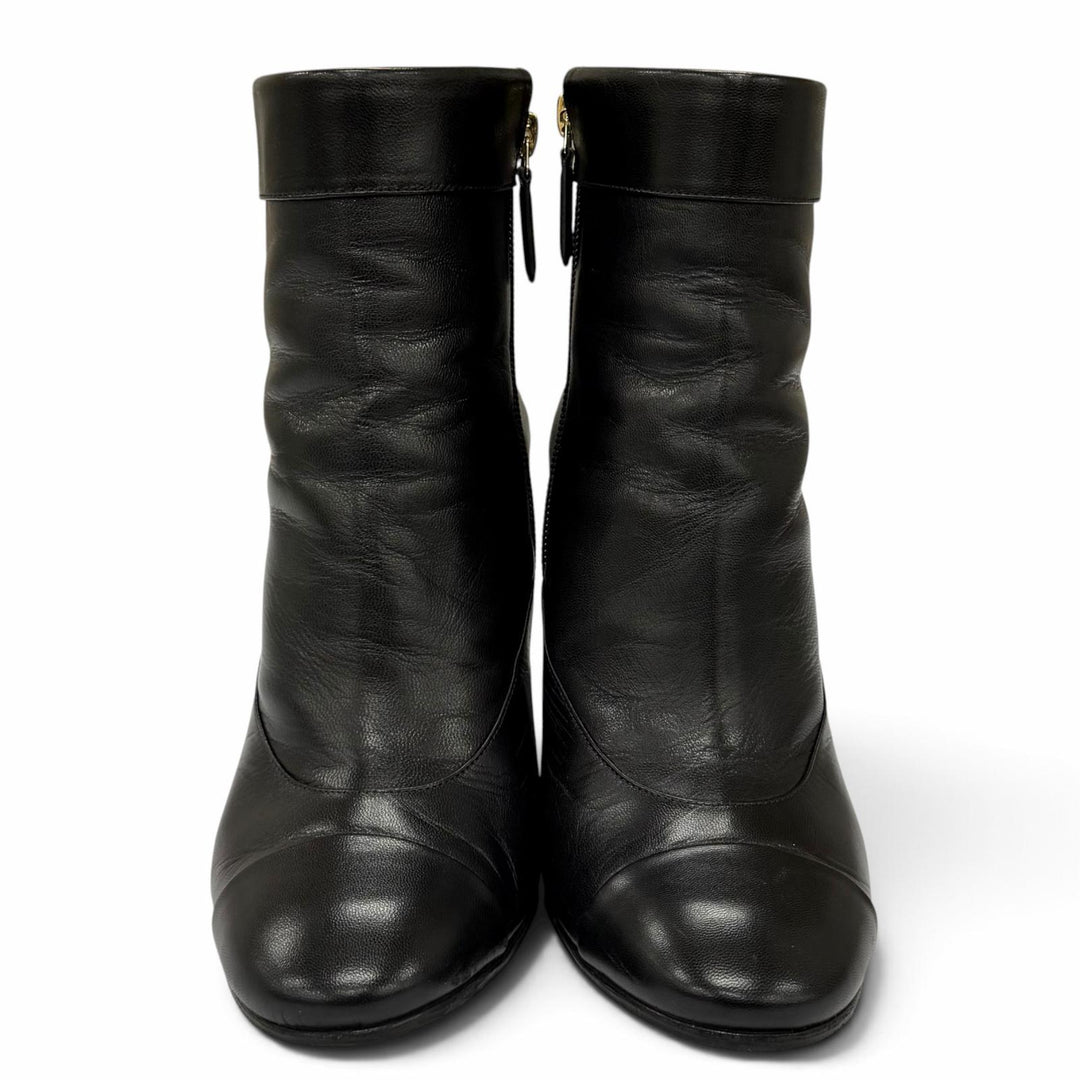 Great CHANEL Ankle boots COCO Mark Eco Pearl included black leather37 22A G39262
