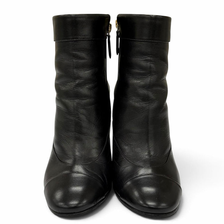 Great CHANEL Ankle boots COCO Mark Eco Pearl included black leather37 22A G39262