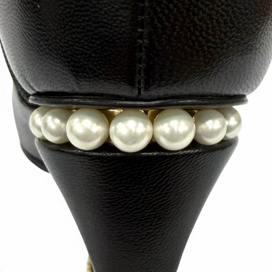 Great CHANEL Ankle boots COCO Mark Eco Pearl included black leather37 22A G39262