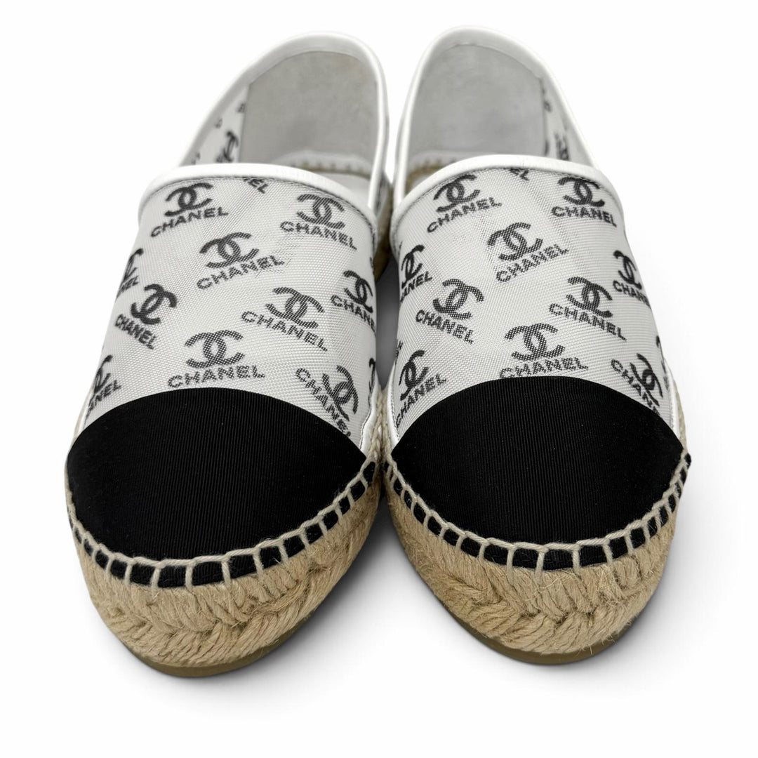 Pristine CHANEL Slip-on COCO Mark mesh espadrilles white mesh Women 37 G34673