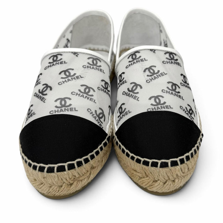Pristine CHANEL Slip-on COCO Mark mesh espadrilles white mesh Women 37 G34673