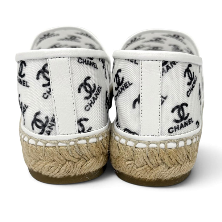 Pristine CHANEL Slip-on COCO Mark mesh espadrilles white mesh Women 37 G34673
