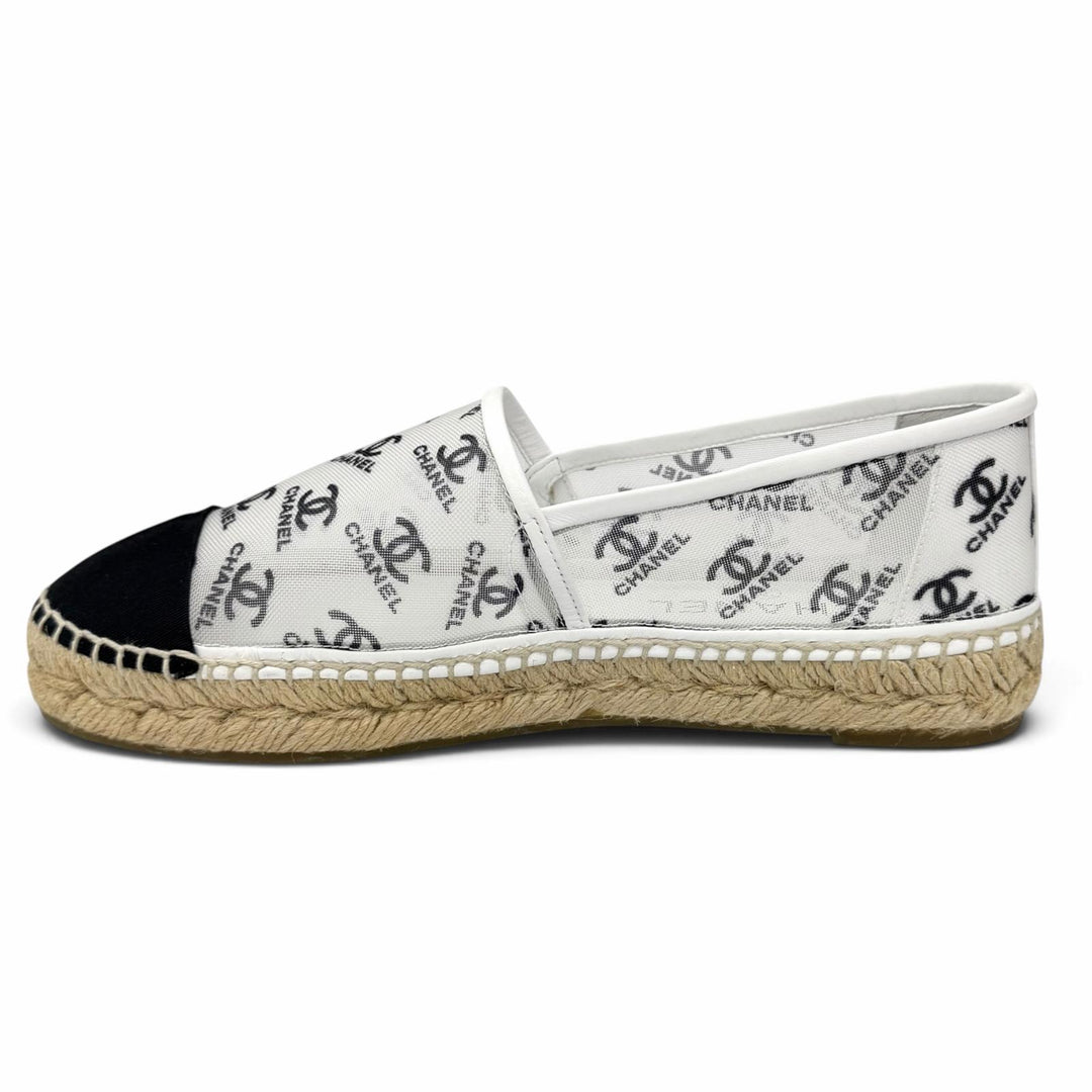 Pristine CHANEL Slip-on COCO Mark mesh espadrilles white mesh Women 37 G34673