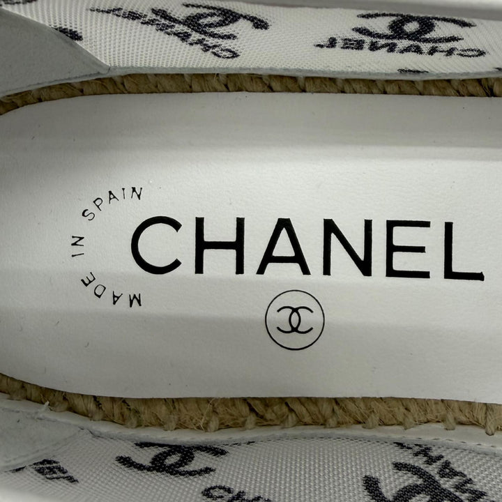 Pristine CHANEL Slip-on COCO Mark mesh espadrilles white mesh Women 37 G34673