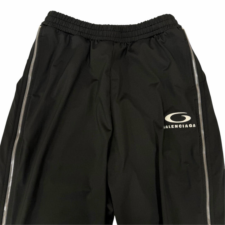 Excellent BALENCIAGA Pants Logo embroidery side stripe track black