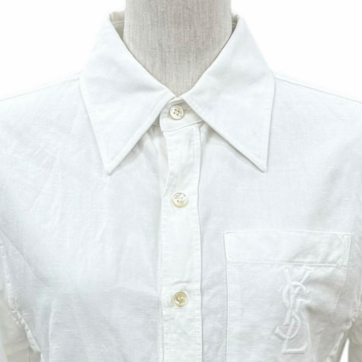 Excellent SAINT LAURENT PARIS Long sleeve shirt YSL embroidery cotton 34 671299