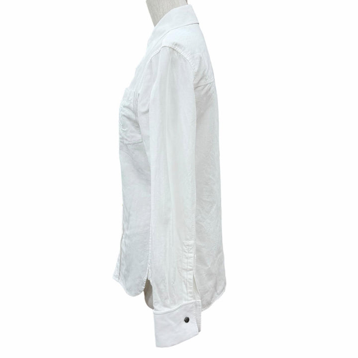 Excellent SAINT LAURENT PARIS Long sleeve shirt YSL embroidery cotton 34 671299