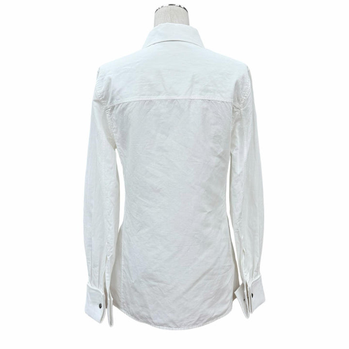 Excellent SAINT LAURENT PARIS Long sleeve shirt YSL embroidery cotton 34 671299