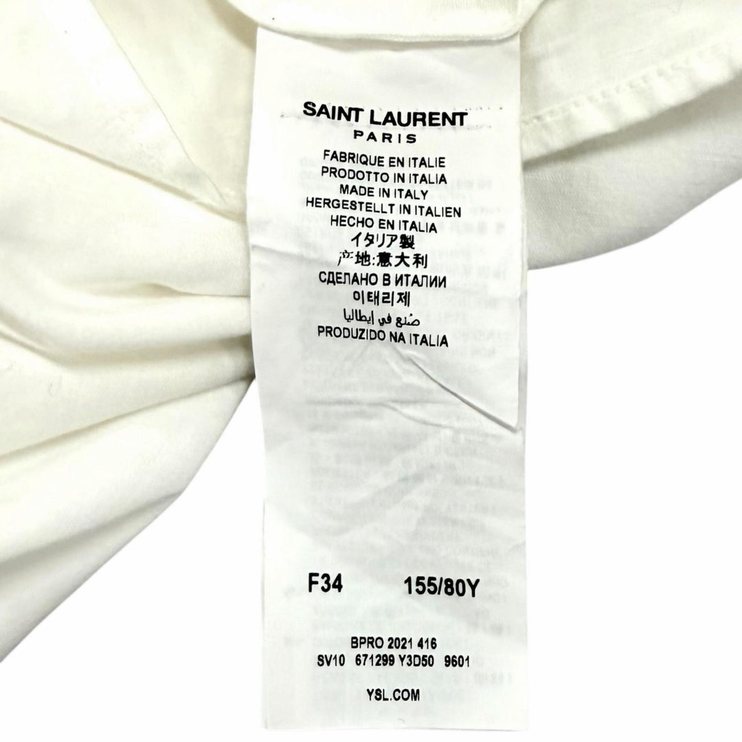 Excellent SAINT LAURENT PARIS Long sleeve shirt YSL embroidery cotton 34 671299