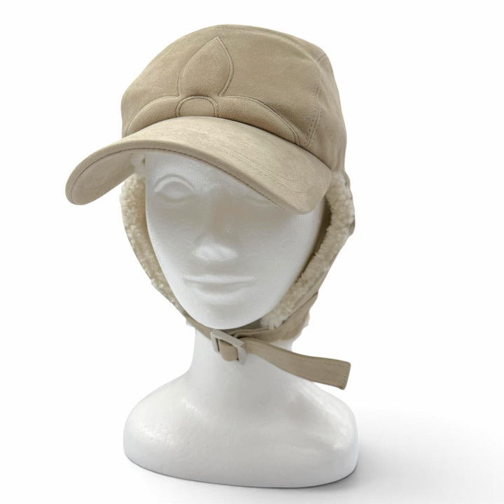 Excellent LOUIS VUITTON cap Cap Monogram Flower Ear Warmers beige Mouton M7247A