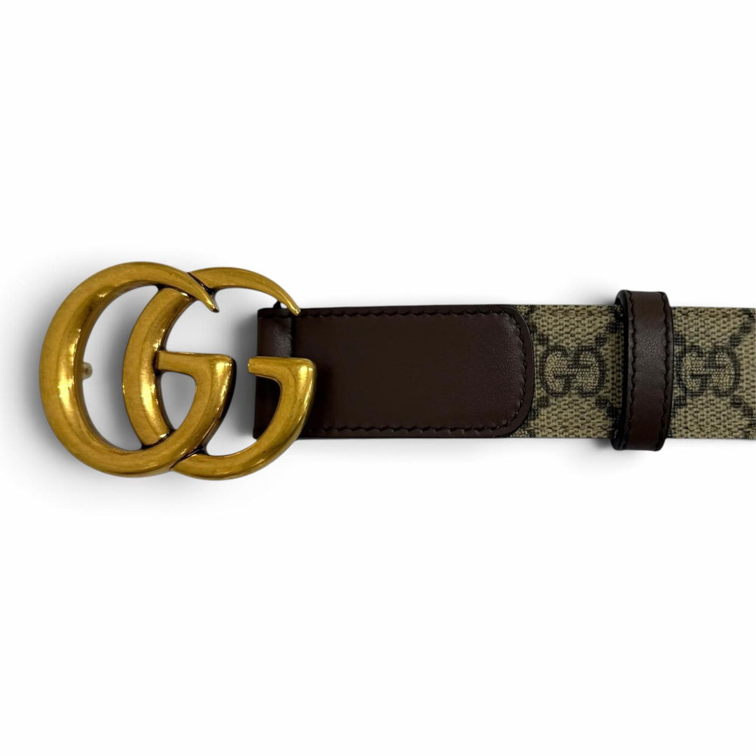 Pristine GUCCI belt GG logo buckle beige GG Supreme Canvas mens 625839