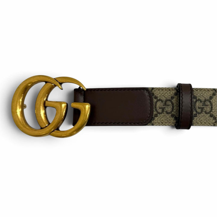 Pristine GUCCI belt GG logo buckle beige GG Supreme Canvas mens 625839