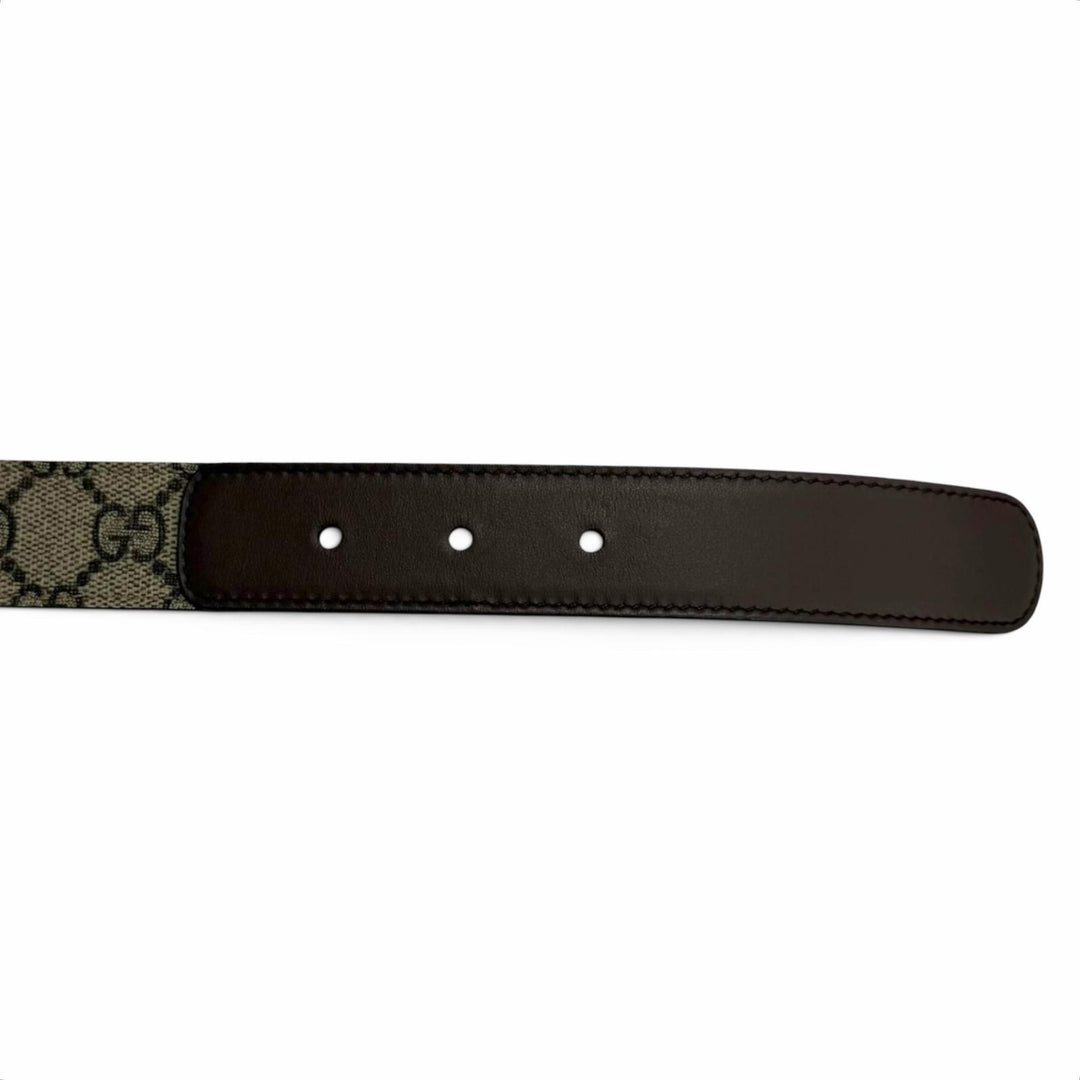Pristine GUCCI belt GG logo buckle beige GG Supreme Canvas mens 625839