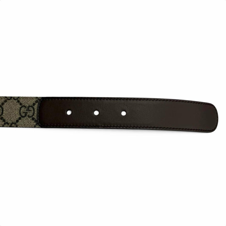 Pristine GUCCI belt GG logo buckle beige GG Supreme Canvas mens 625839