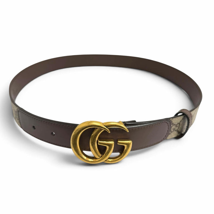 Pristine GUCCI belt GG logo buckle beige GG Supreme Canvas mens 625839
