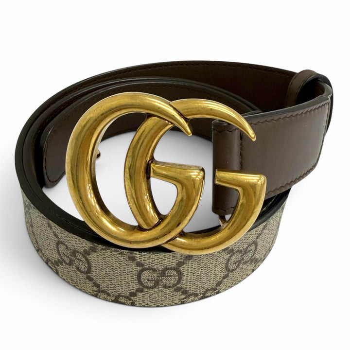Pristine GUCCI belt GG logo buckle beige GG Supreme Canvas mens 625839