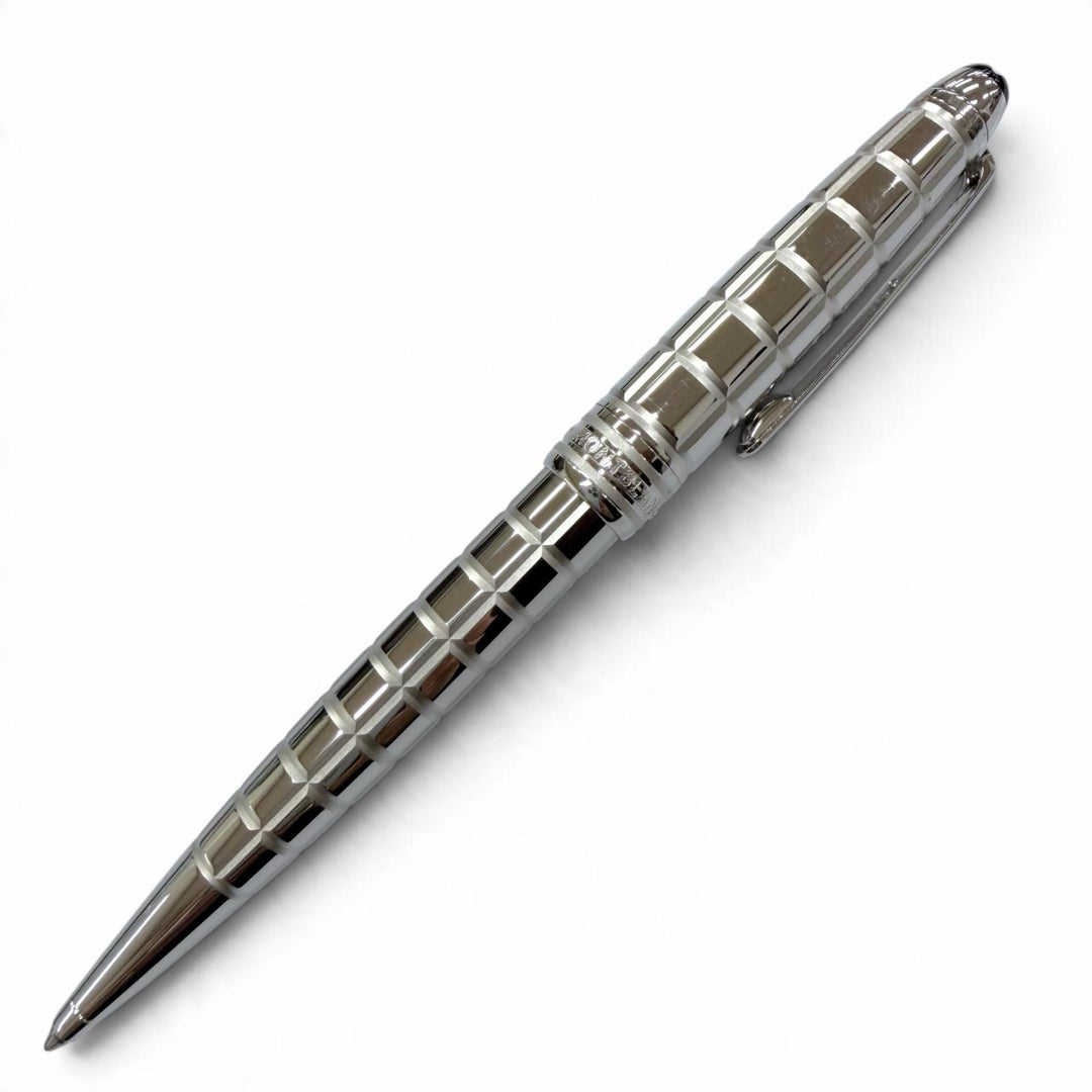 Excellent MONTBLANC Ballpoint pen Meisterstück Solitaire Platinum Plate Faceted