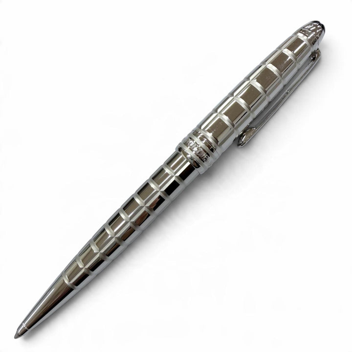 Excellent MONTBLANC Ballpoint pen Meisterstück Solitaire Platinum Plate Faceted