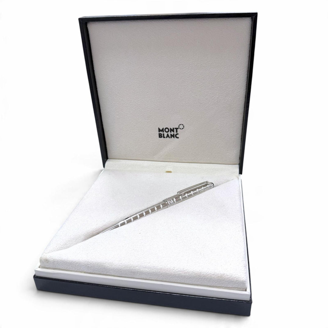 Excellent MONTBLANC Ballpoint pen Meisterstück Solitaire Platinum Plate Faceted