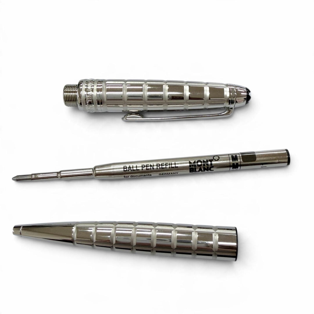 Excellent MONTBLANC Ballpoint pen Meisterstück Solitaire Platinum Plate Faceted