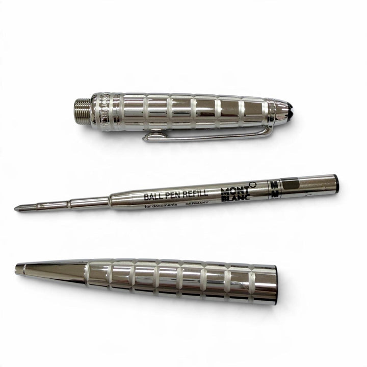 Excellent MONTBLANC Ballpoint pen Meisterstück Solitaire Platinum Plate Faceted