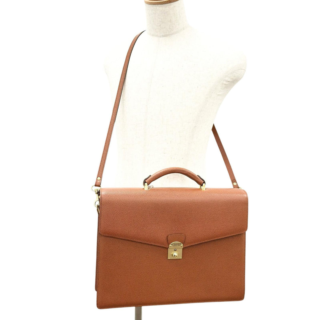 Discounted Pristine LE TANNEUR Briefcase 2WAY business bag Brown Cowhide mens TCE4200 AM1