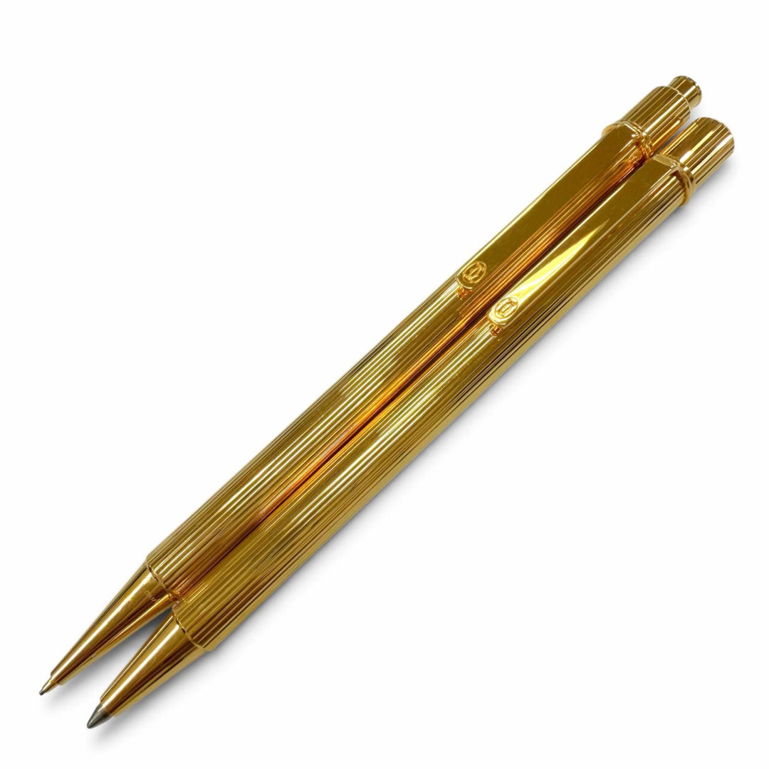Great Cartier Must de Cartier Ballpoint pen and mechanical pencil set of 2 gold