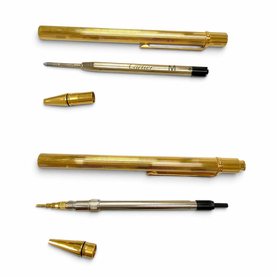 Great Cartier Must de Cartier Ballpoint pen and mechanical pencil set of 2 gold