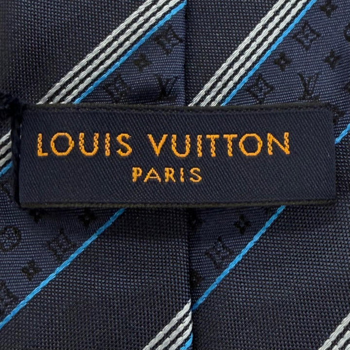 Pristine LOUIS VUITTON tie Cravat Monogram Stripy silk mens M73193