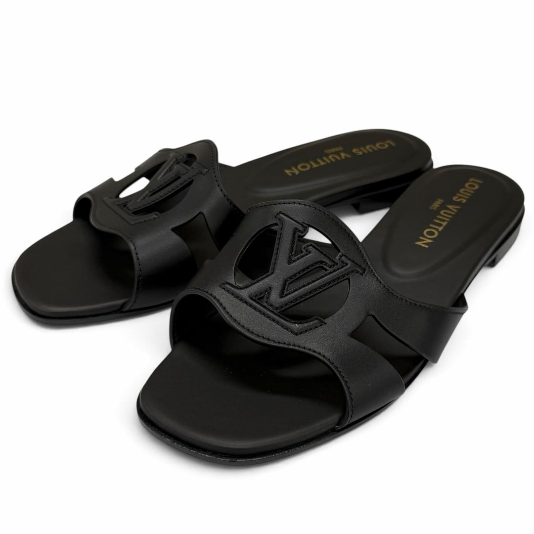 Pristine LOUIS VUITTON Sandals LV Isola Mule black leather Women IT 38 1ABP09