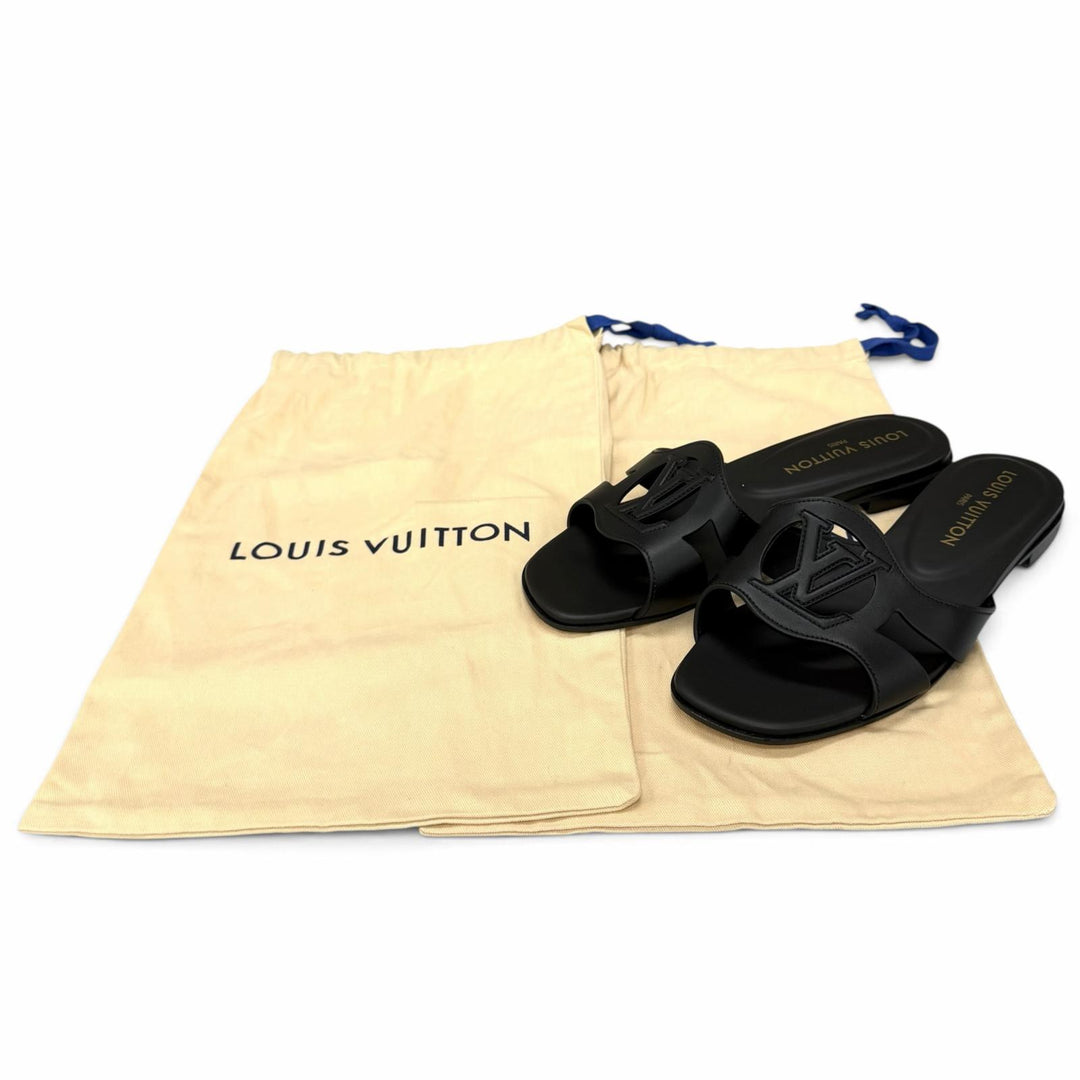Pristine LOUIS VUITTON Sandals LV Isola Mule black leather Women IT 38 1ABP09