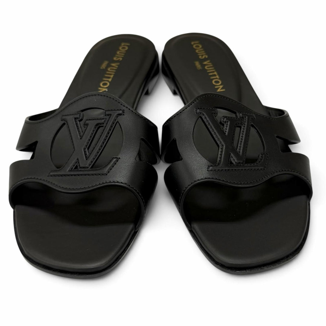 Pristine LOUIS VUITTON Sandals LV Isola Mule black leather Women IT 38 1ABP09