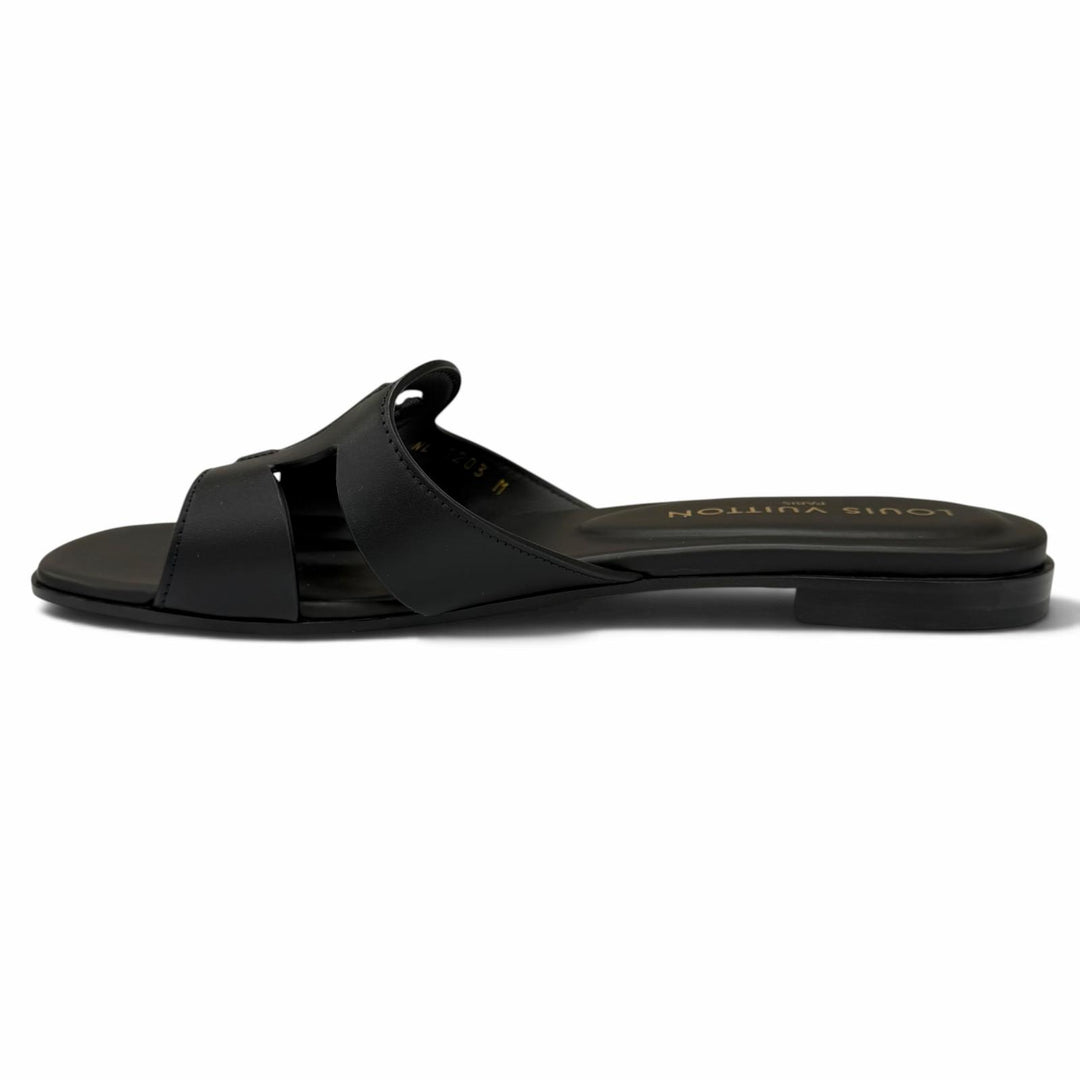 Pristine LOUIS VUITTON Sandals LV Isola Mule black leather Women IT 38 1ABP09