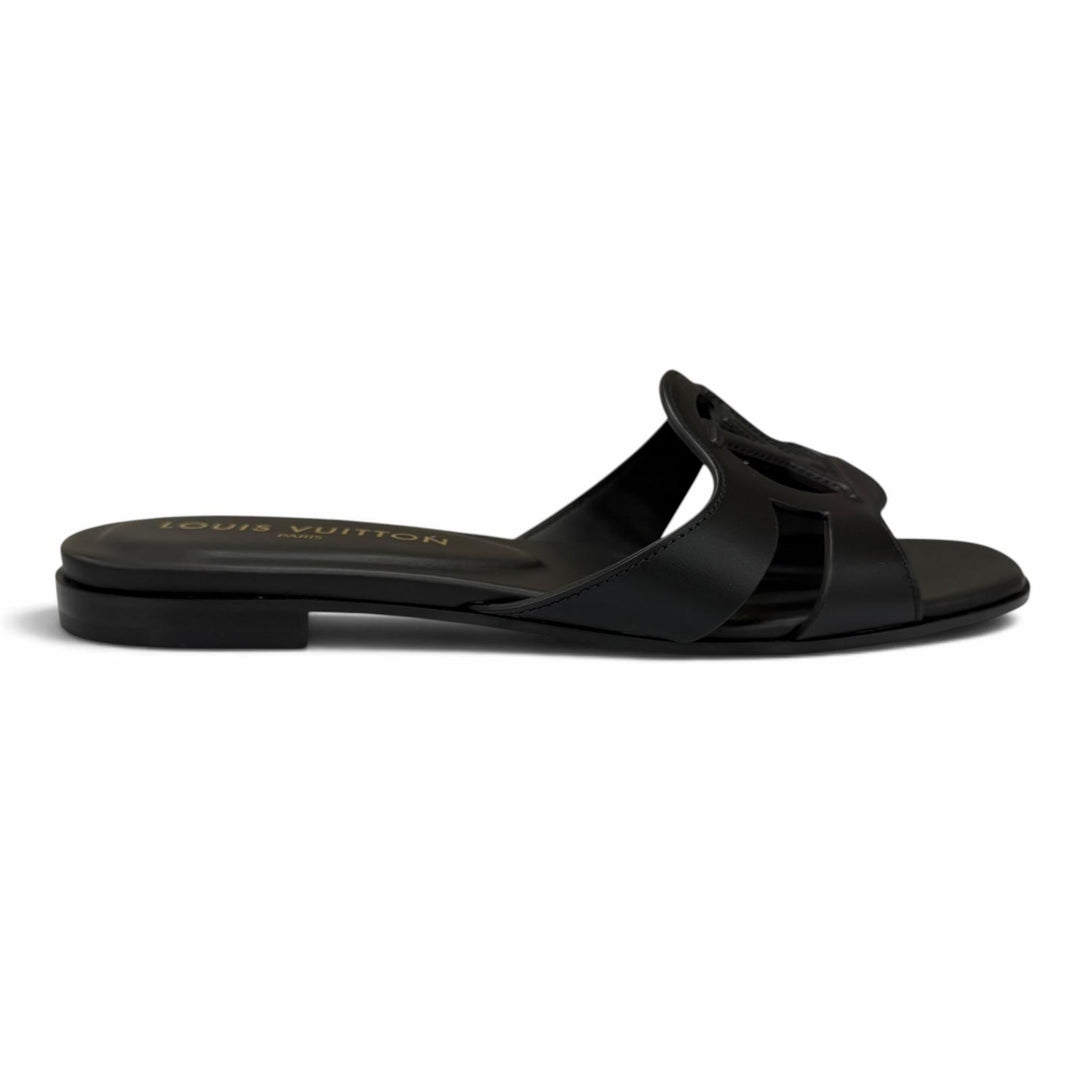 Pristine LOUIS VUITTON Sandals LV Isola Mule black leather Women IT 38 1ABP09