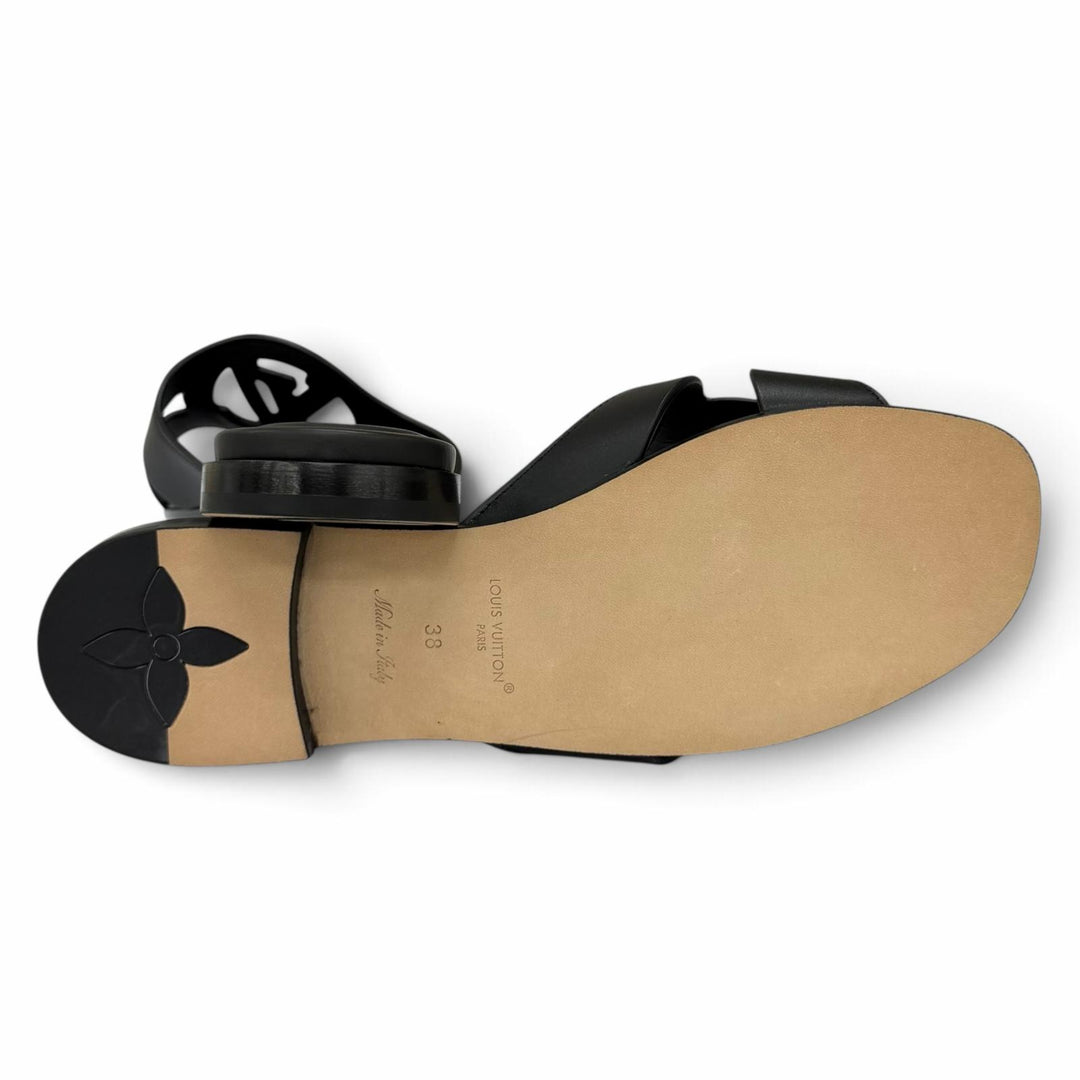 Pristine LOUIS VUITTON Sandals LV Isola Mule black leather Women IT 38 1ABP09