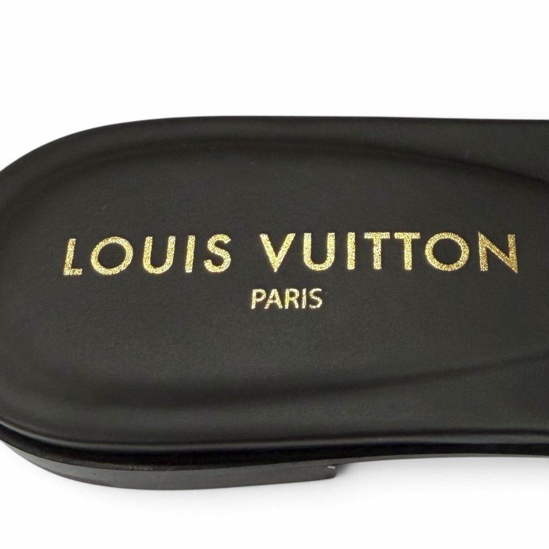 Pristine LOUIS VUITTON Sandals LV Isola Mule black leather Women IT 38 1ABP09