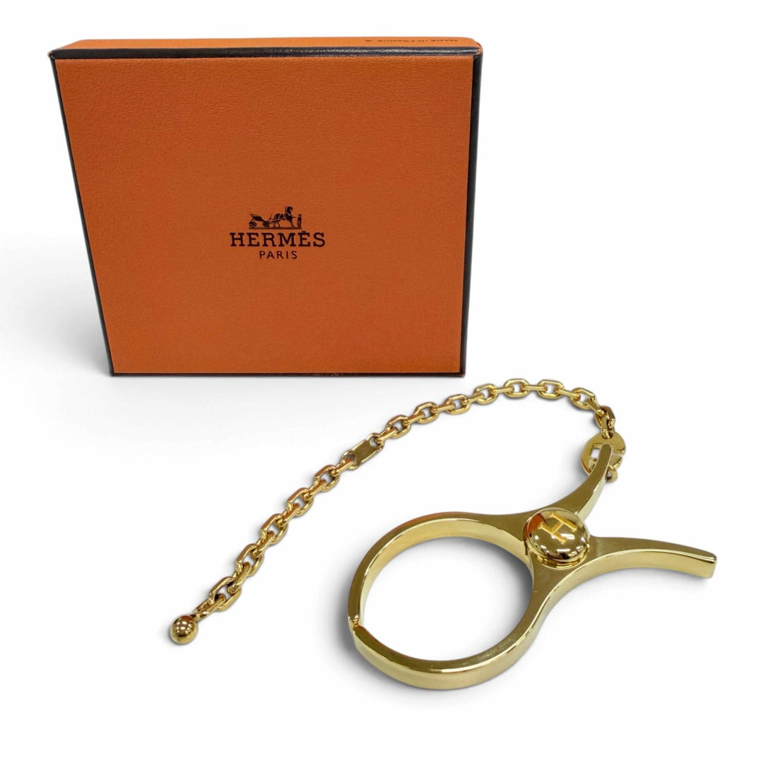 Excellent HERMES Bag charm Philo Glove Holder H Logo Metal Glove Holder gold