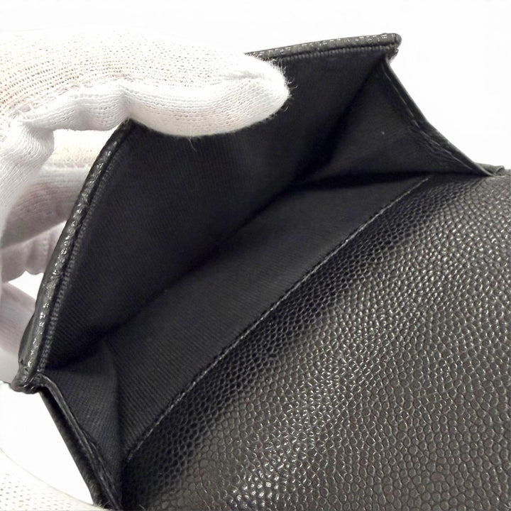 Excellent CHANEL COCO Mark Compact Wallet Tri-fold Wallet with Random Number