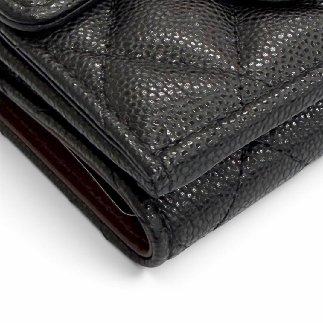 Excellent CHANEL COCO Mark Compact Wallet Tri-fold Wallet with Random Number